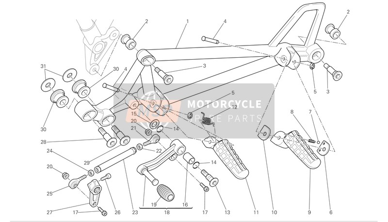 Ducati SPORT 1000 BIPOSTO Eu 2008 L.H. Poggiapiedi per un 2008 Ducati SPORT 1000 BIPOSTO Eu