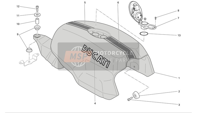 Ducati SPORT 1000 Eu 2006 Serbatoio di carburante per un 2006 Ducati SPORT 1000 Eu