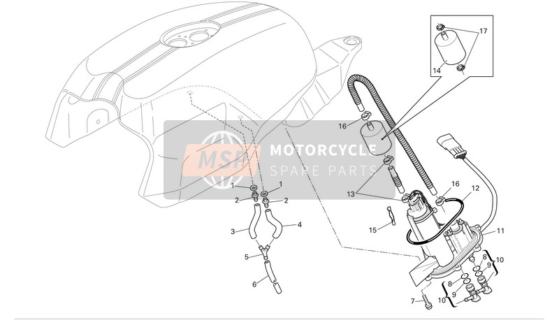 Ducati SPORT 1000 Eu 2006 Brandstof Systeem voor een 2006 Ducati SPORT 1000 Eu