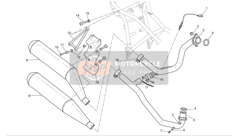 Ducati SPORT 1000 Eu 2006 Exhaust System for a 2006 Ducati SPORT 1000 Eu