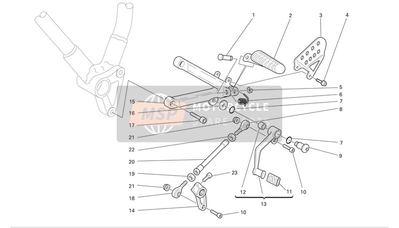 Ducati SPORT 1000 Eu 2006 L.H. Repose-pieds pour un 2006 Ducati SPORT 1000 Eu