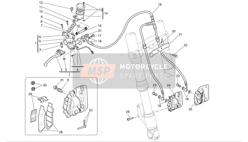 Ducati SPORT 1000 S Eu 2007 Hydraulische voorrem voor een 2007 Ducati SPORT 1000 S Eu