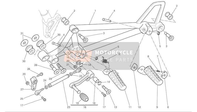 Ducati SPORT 1000 S Eu 2009 linke Fußstütze für ein 2009 Ducati SPORT 1000 S Eu