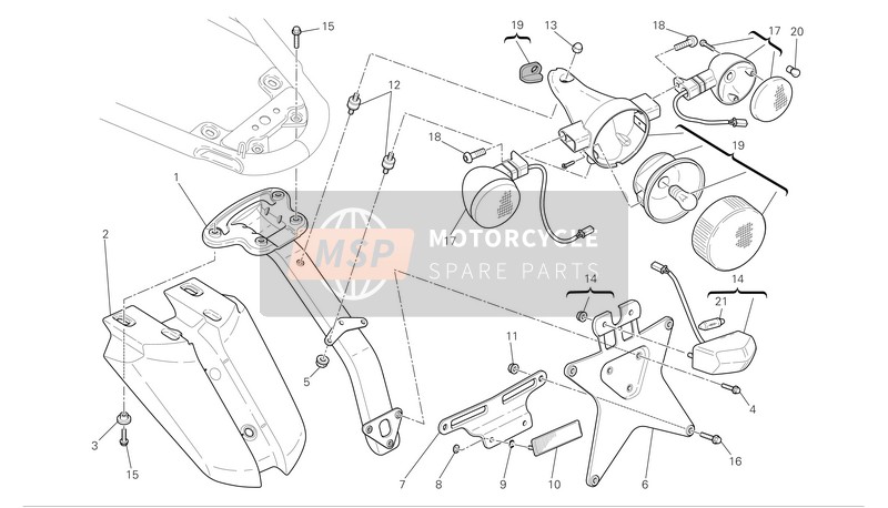 Ducati SPORT 1000 S Eu 2009 Soporte de matrícula para un 2009 Ducati SPORT 1000 S Eu