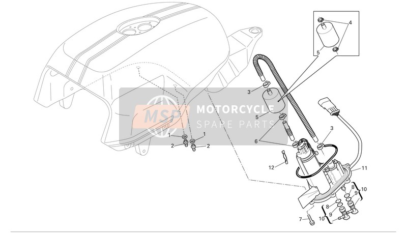 Ducati SPORT 1000 S Usa 2007 Sistema de combustible para un 2007 Ducati SPORT 1000 S Usa