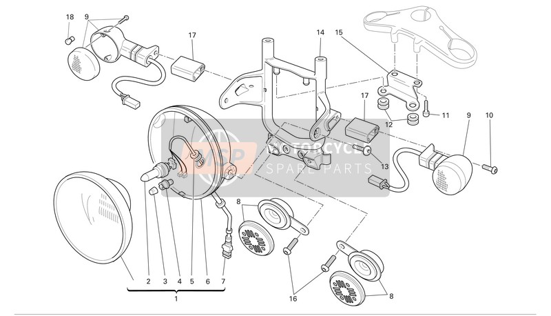 Ducati SPORT 1000 Usa 2006 Faro para un 2006 Ducati SPORT 1000 Usa