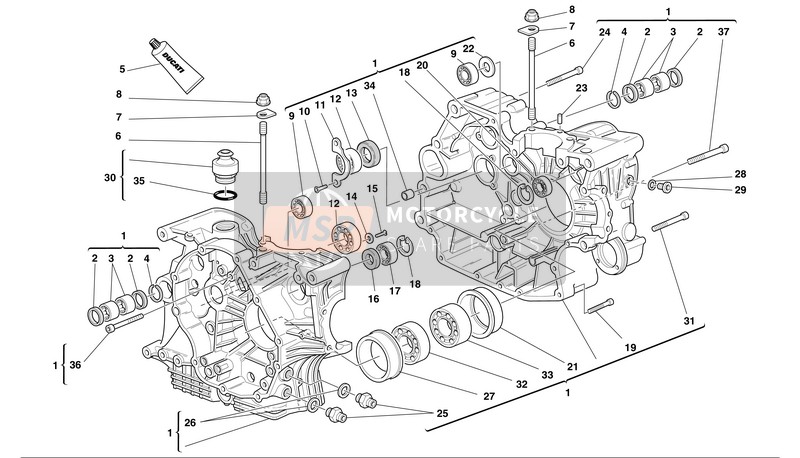 Ducati SPORT TOURING 4 Eu 2002 Medio Cárter para un 2002 Ducati SPORT TOURING 4 Eu