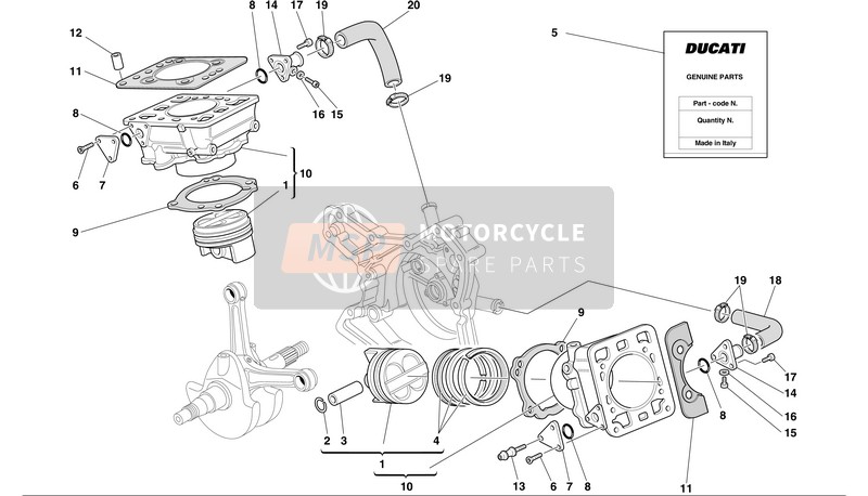 Ducati SPORT TOURING 4 Usa 2002 Cylindres - Pistons pour un 2002 Ducati SPORT TOURING 4 Usa