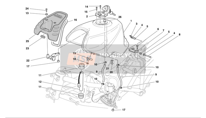 Ducati SPORT TOURING 4 Usa 2002 Depósito de combustible para un 2002 Ducati SPORT TOURING 4 Usa