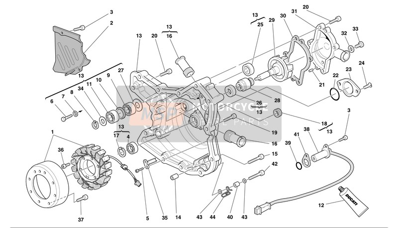 Ducati SPORT TOURING 4 Usa 2002 Wasserpumpe - Generatorabdeckung für ein 2002 Ducati SPORT TOURING 4 Usa