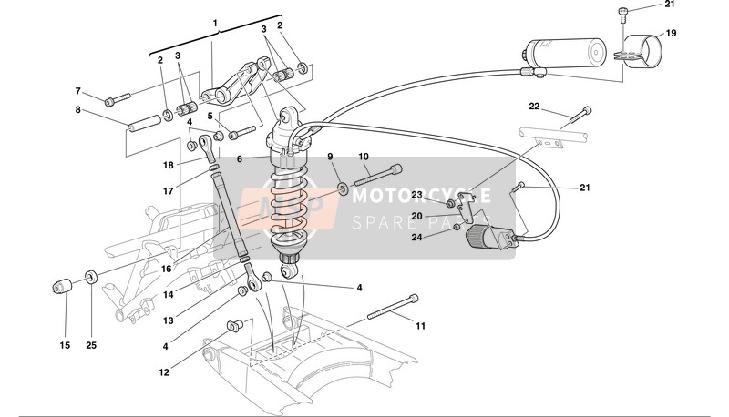 Ducati SPORT TOURING 4S Usa 2002 Achtervering voor een 2002 Ducati SPORT TOURING 4S Usa