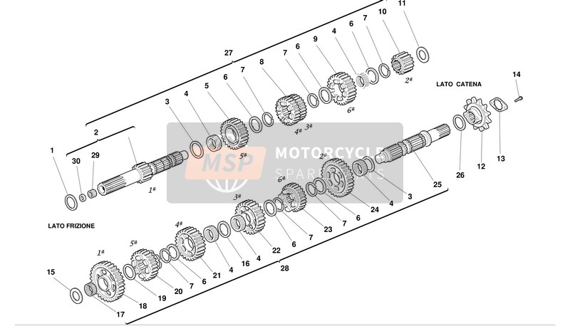 15020352A, Complete Lay Shaft, Ducati, 1
