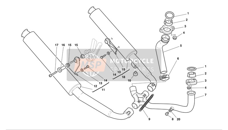 57110182A, Tubo De Escape Culata Vertical, Ducati, 1