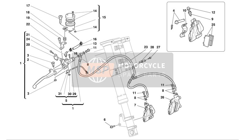 Ducati SPORT TOURING ST2 Eu 2003 Freno Hidráulico Delantero para un 2003 Ducati SPORT TOURING ST2 Eu