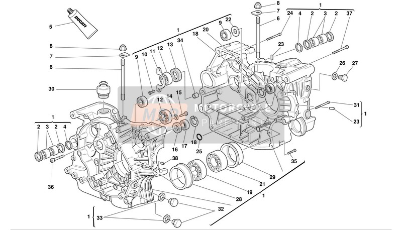 Ducati SPORT TOURING ST2 Usa 2003 Half Crankcase for a 2003 Ducati SPORT TOURING ST2 Usa