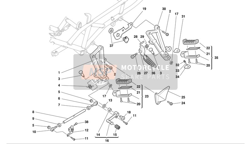 Ducati SPORT TOURING ST2 Usa 2003 L.H. Foot Rests for a 2003 Ducati SPORT TOURING ST2 Usa