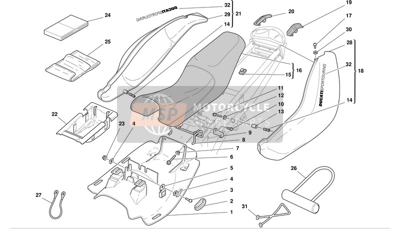 Ducati SPORT TOURING ST2 Usa 2003 Zadel voor een 2003 Ducati SPORT TOURING ST2 Usa