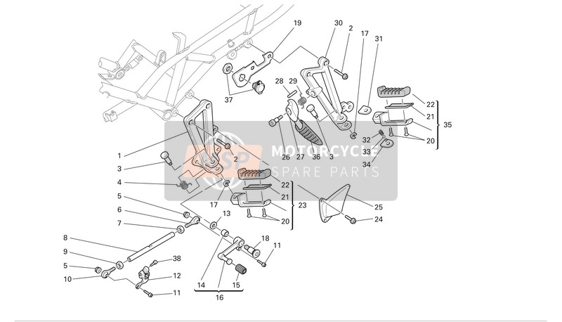 Ducati SPORT TOURING ST3 Eu 2004 L.H. Reposapiés para un 2004 Ducati SPORT TOURING ST3 Eu