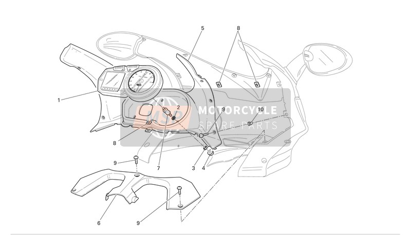 Ducati SPORT TOURING ST3 Eu 2004 Pannello degli strumenti per un 2004 Ducati SPORT TOURING ST3 Eu