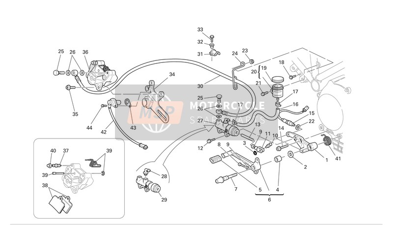 Ducati SPORT TOURING ST3 Eu 2004 Hintere hydraulische Bremse für ein 2004 Ducati SPORT TOURING ST3 Eu