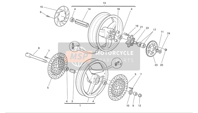 Ducati SPORT TOURING ST3 Eu 2004 Front And Rear Wheels for a 2004 Ducati SPORT TOURING ST3 Eu