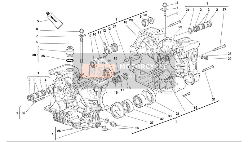 Ducati SPORT TOURING ST4 S ABS Eu 2003 Halbe Kurbelgehäuse für ein 2003 Ducati SPORT TOURING ST4 S ABS Eu