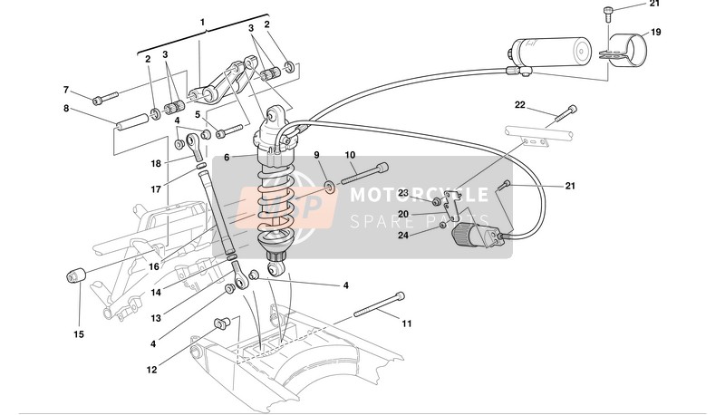 Ducati SPORT TOURING ST4 S ABS Usa 2003 Suspension arrière pour un 2003 Ducati SPORT TOURING ST4 S ABS Usa