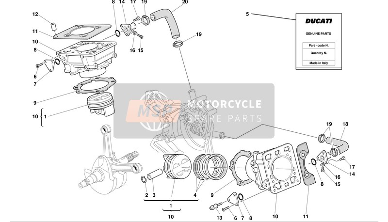 Ducati SPORT TOURING ST4 S Eu 2003 Cilinders - Zuigers voor een 2003 Ducati SPORT TOURING ST4 S Eu