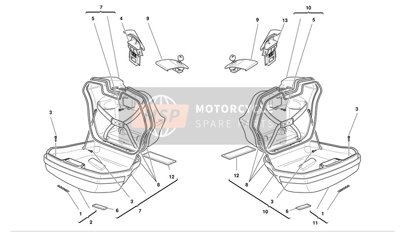 Ducati SPORT TOURING ST4 S Eu 2003 Sacoches latérales pour un 2003 Ducati SPORT TOURING ST4 S Eu