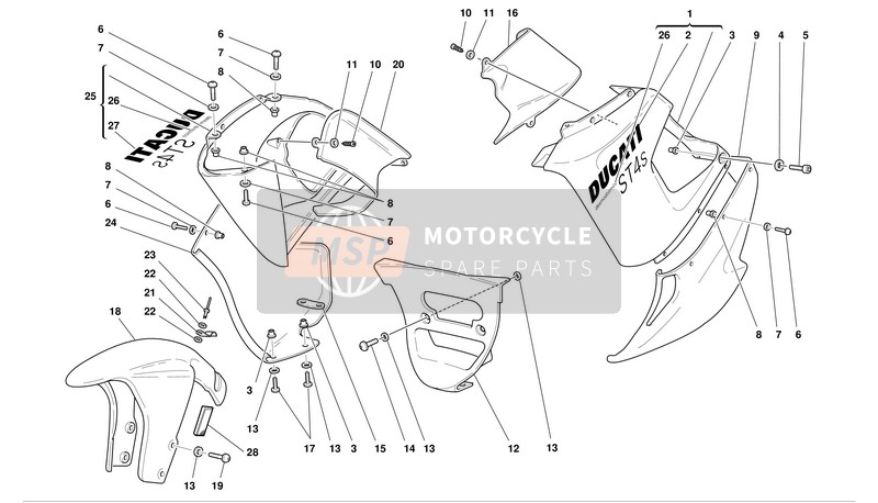 Ducati SPORT TOURING ST4 S Usa 2003 Carénage pour un 2003 Ducati SPORT TOURING ST4 S Usa