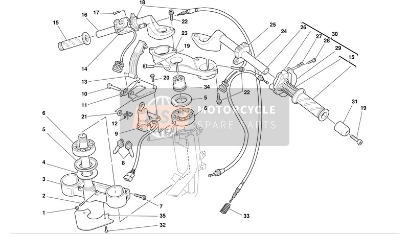 Ducati SPORT TOURING ST4 Usa 2003 Manubrio e comandi per un 2003 Ducati SPORT TOURING ST4 Usa