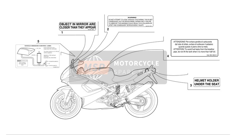 Ducati SPORT TOURING ST4 Usa 2003 Targhette di marcatura per un 2003 Ducati SPORT TOURING ST4 Usa