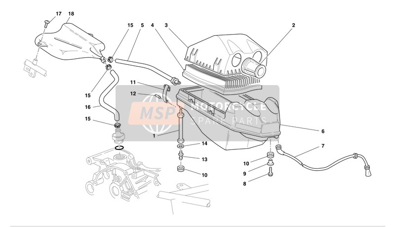 Ducati SPORT TOURNG 4 S ABS Eu 2004 Induction d'air et évent d'huile pour un 2004 Ducati SPORT TOURNG 4 S ABS Eu