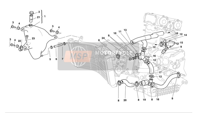 Ducati SPORT TOURNG 4 S ABS Usa 2004 Circuit de refroidissement pour un 2004 Ducati SPORT TOURNG 4 S ABS Usa