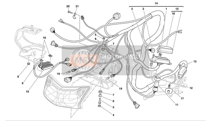 Ducati SPORT TOURNG ST4 S Eu 2004 Tête-Câblage léger et électrique pour un 2004 Ducati SPORT TOURNG ST4 S Eu