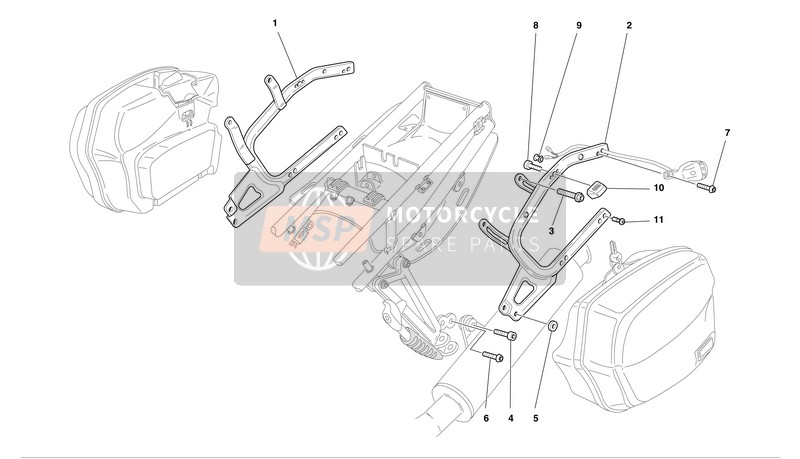 Ducati SPORT TOURNG ST4 S Eu 2004 Alforjas sujeta para un 2004 Ducati SPORT TOURNG ST4 S Eu