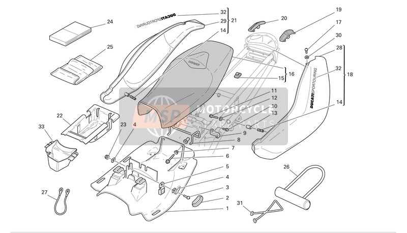 Ducati SPORTTOURING 3 Eu 2005 Asiento para un 2005 Ducati SPORTTOURING 3 Eu