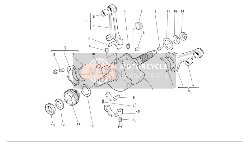 Ducati SPORTTOURING 4 S Eu 2005 Cigüeñal para un 2005 Ducati SPORTTOURING 4 S Eu