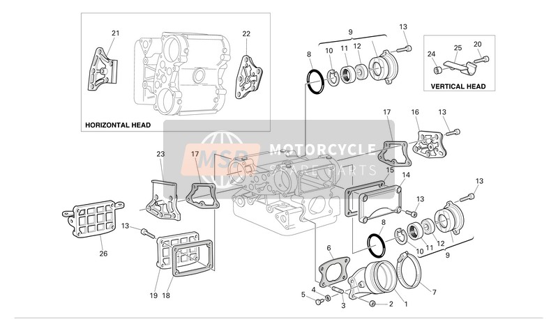 Ducati SPORTTOURING 4 S Eu 2005 Spruitstuk & Kopafdekking voor een 2005 Ducati SPORTTOURING 4 S Eu