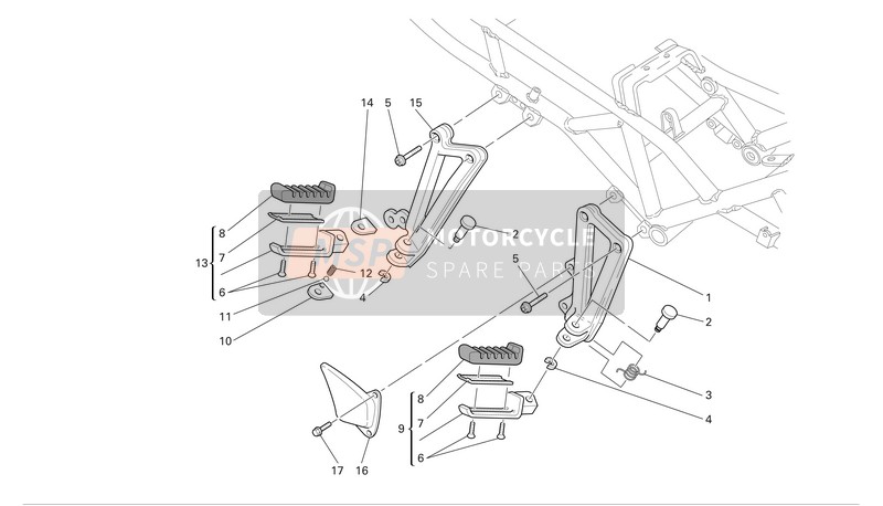 Ducati SPORTTOURING ST3 Eu 2006 R.H. Reposapiés para un 2006 Ducati SPORTTOURING ST3 Eu