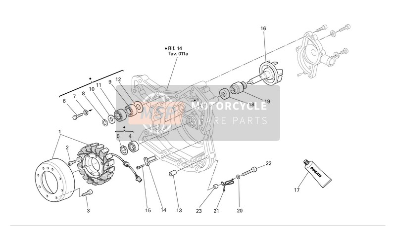 Ducati SPORTTOURING ST3 Eu 2007 Waterpomp-altr-Zijdeksel karter voor een 2007 Ducati SPORTTOURING ST3 Eu