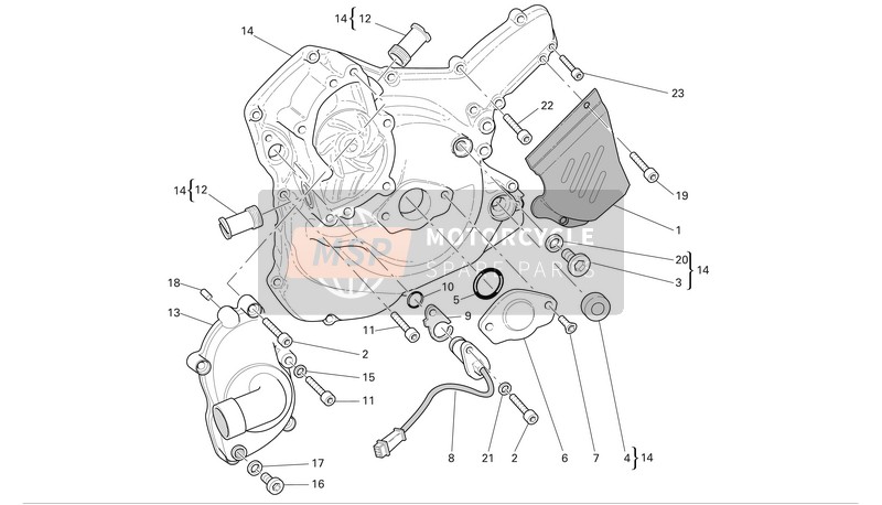 Ducati SPORTTOURING ST3 S ABS Eu 2007 Water Pump-ALTR-Side Crankcase Cover 1 for a 2007 Ducati SPORTTOURING ST3 S ABS Eu