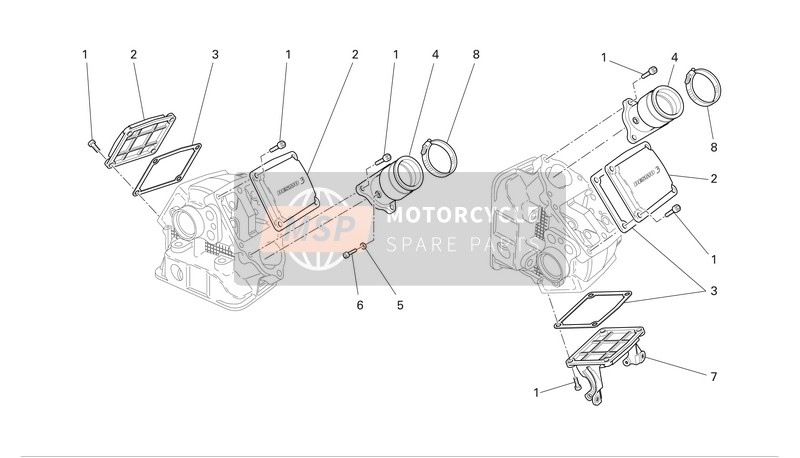 Ducati SPORTTOURING ST3 S ABS Eu 2007 Colectores y tapas de culata de cilindros para un 2007 Ducati SPORTTOURING ST3 S ABS Eu