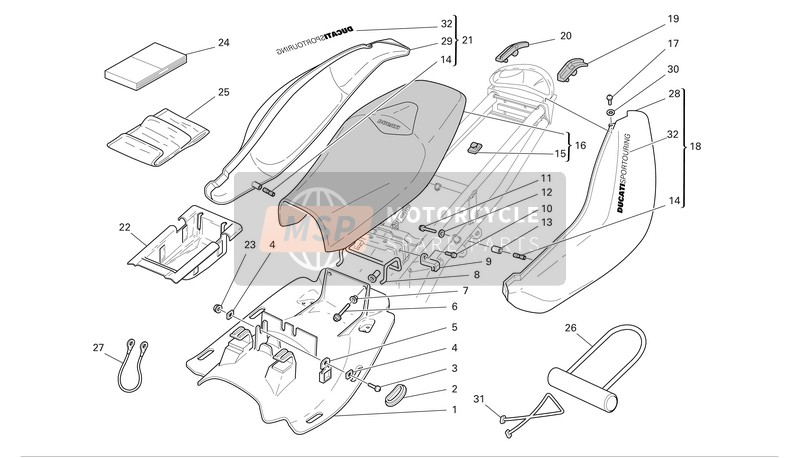 Ducati SPORTTOURING ST3 S ABS Eu 2007 Seat for a 2007 Ducati SPORTTOURING ST3 S ABS Eu