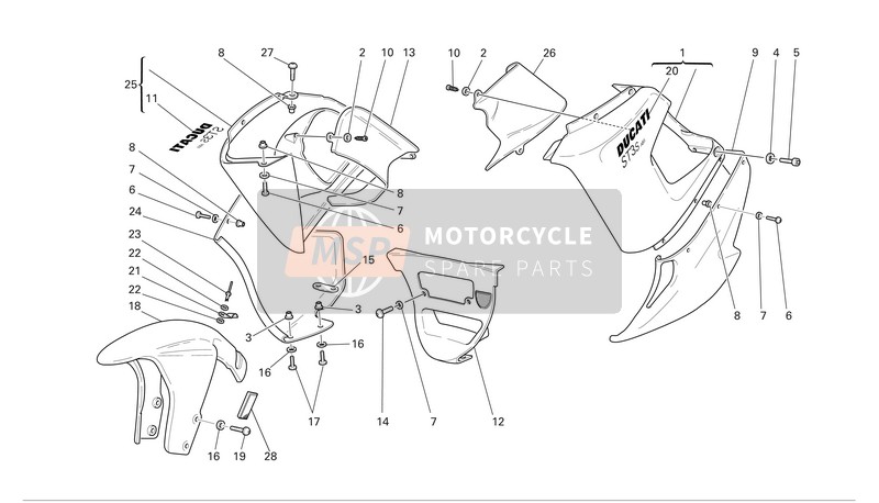 Ducati SPORTTOURING ST3 S ABS Usa 2006 Carenatura per un 2006 Ducati SPORTTOURING ST3 S ABS Usa