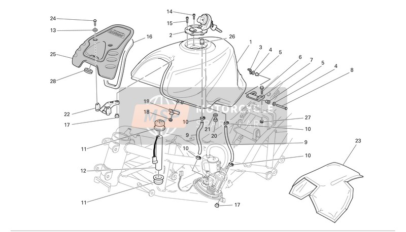 Ducati SPORTTOURING ST3 S ABS Usa 2006 Depósito de combustible para un 2006 Ducati SPORTTOURING ST3 S ABS Usa