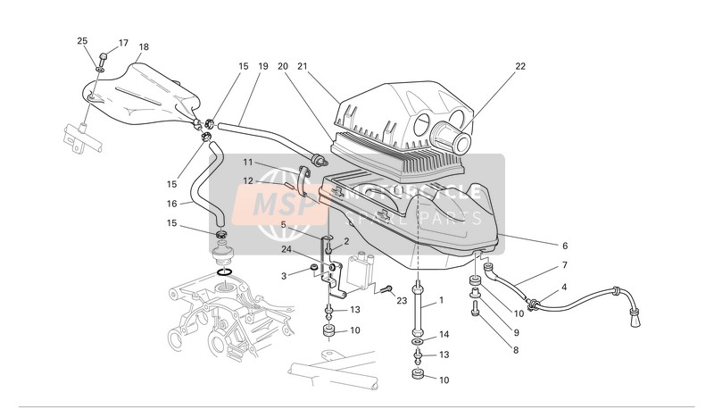 Ducati SPORTTOURING ST3 S ABS Usa 2007 Air Intake - Oil Breather for a 2007 Ducati SPORTTOURING ST3 S ABS Usa