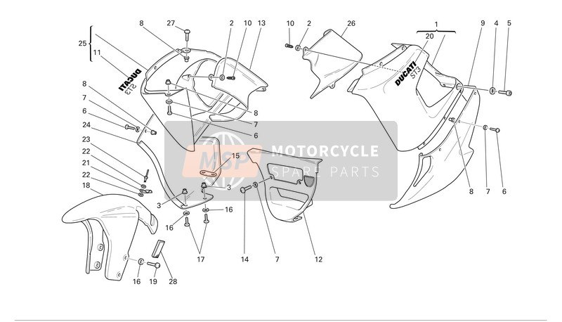 Ducati SPORTTOURING ST3 Usa 2007 Verkleidung für ein 2007 Ducati SPORTTOURING ST3 Usa