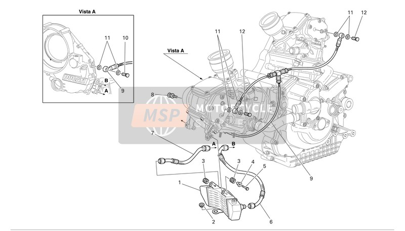 Ducati SPORTTOURING ST3 Usa 2007 Olie koeler voor een 2007 Ducati SPORTTOURING ST3 Usa