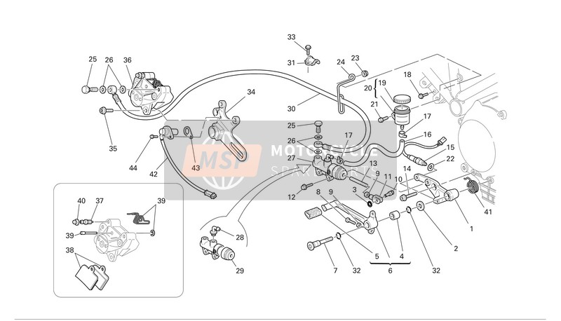 Ducati SPORTTOURING ST3 Usa 2007 Freno idraulico posteriore per un 2007 Ducati SPORTTOURING ST3 Usa